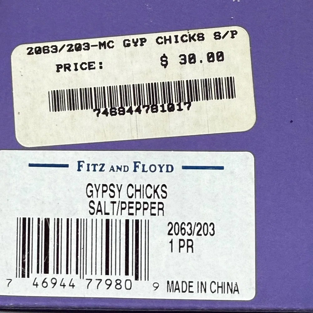 Fitz & Floyd Gypsy Chicks Ceramic Salt & Pepper Shakers Floral Handcrafted